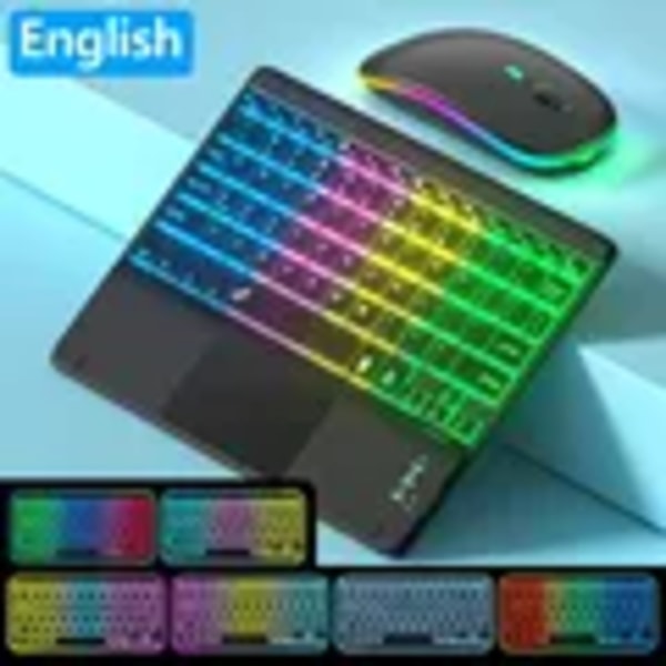 Ipad-näppäimistötablettipuhelimen Bluetooth-näppäimistö kosketuslevyllä Ladattava taustavalaistu korealainen espanjalainen näppäimistö Androidille / ikkunalle EN Black