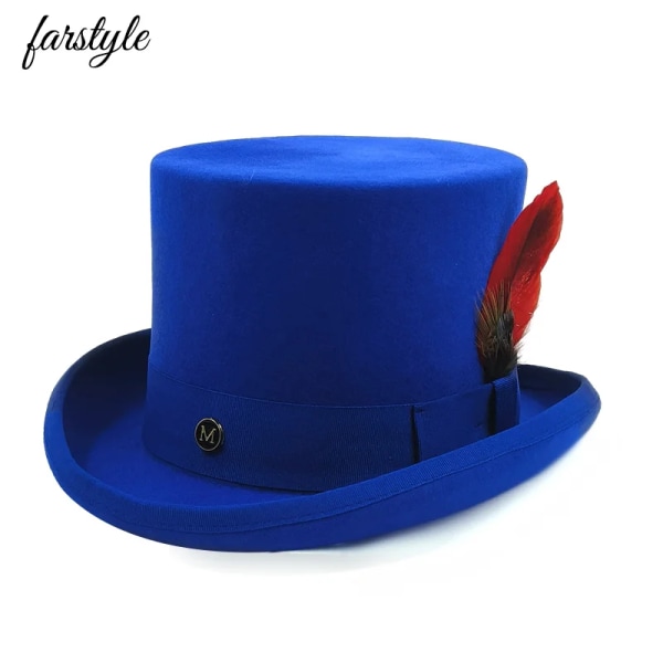 Special High Top hat Trollkarl hög hatt Prestanda Brittisk svart jazz topp hattar manliga och kvinnliga domstol gentleman platt filt hatt 26 XL above 60