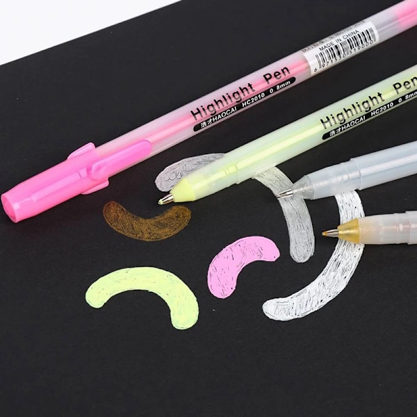 Haile Kawaii Vit Bläck Gel Penna Highlight Markör Penna 0.8Mm Fin Tip För Student Brevpapper Diy Konst Skrivning Ritning Skola Supp Lie gold 1pcs