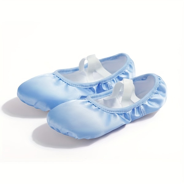 Eleganta enfärgade slip-on-balettskor för flickor, anti-slip mjuk sula dansskor för träning, alla årstider Sky Blue CN33(EU30.5-31)