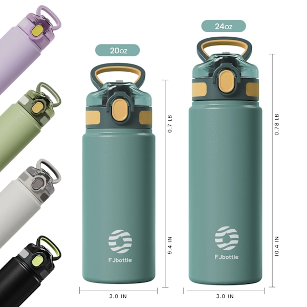 FEIJIAN Termosflaske med sugerør 600ml 720ml Rustfrit stål Termisk kop Bil Isoleret kolbe Vandkop til udendørs sport green 600ml