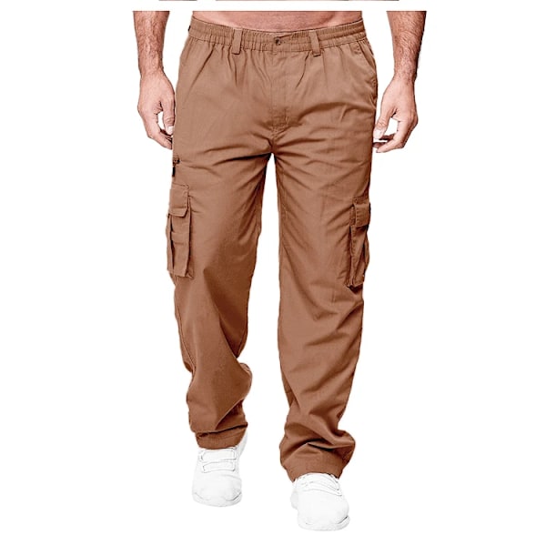 Sweatbyxor Män Jogger Cargo Byxor Casual Multi Pockets Militära Taktiska Byxor Taktiska Last Baggy Byxor Män Deep khaki S