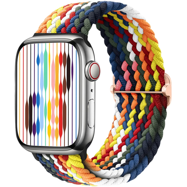 Rem för Apple Watch band 44 mm 45 mm 49 mm 42 mm 40 mm 41 mm 44 mm Elastiskt flätat Solo armband correa Series 9 8 7 6 5 4 SE Ultra rainbow White 42mm 44mm 45mm 49mm