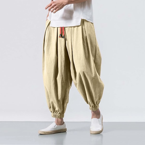 Ensfarvet Harem Baggy Bukser til Mænd Løs Bund Casual Joggers Sportswear Lanterne Bukser Mænds Elastiske Bukser S Pantalones Blue S