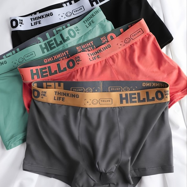 4st herr bomull Andas stretch boxer underkläder black blue red dark gray XL(52)