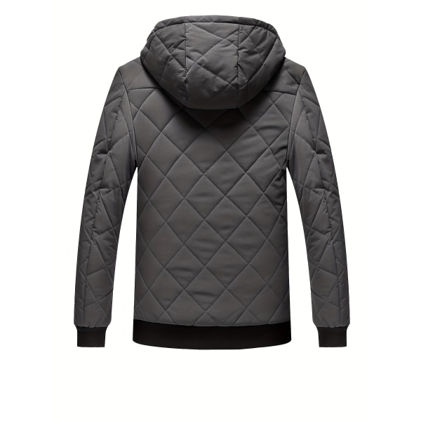 Warm Fleece Windbreaker Huvjacka, Zipper Pockets Jacka för höst och vinter Dark Gray S(46)