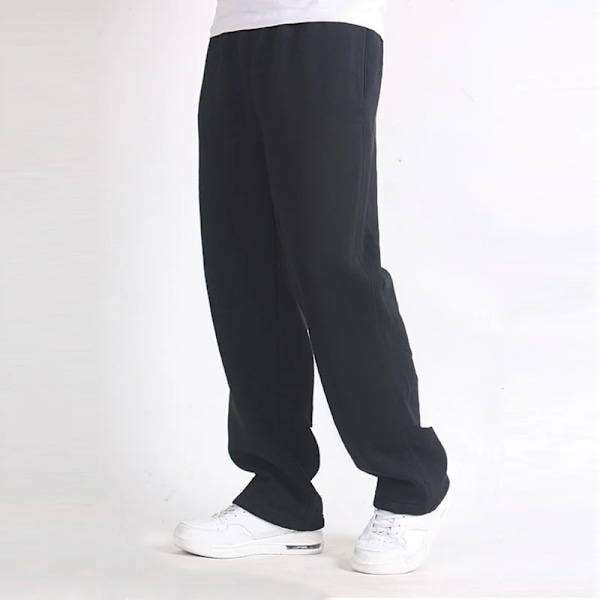 Spring Mænd Plus Størrelse Bukser Solid Baggy Løs Elastiske Bukser Bomuld Sweatpants Casual Bukser Efterår Lige Bruger black 4XL