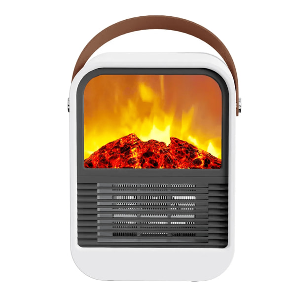 Elektriska eldstadsvärmare för inomhusbruk, liten värmare med värme och fläktlägen Rymdvärmare Öppen spis med realistisk flamma & eld sprakande ljud White