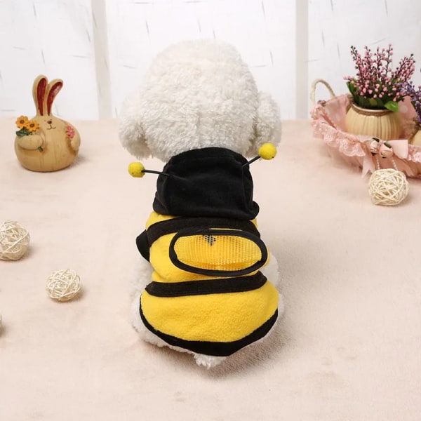 Pet Hund Kläder Kappa Huvtröja Kostym Outfit Valp Bumble Bee Varm Hund Katt Kläder Cosplay Klänning Kappa Husdjur Kläder För Små Hundar yellow 14(30x46cm)