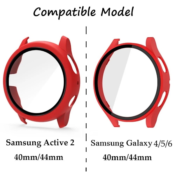 20 mm:n suojakotelo Samsung Galaxy Watch 4/5/6 40 mm:n ja 44 mm:n rannekkeelle Galaxy Watch Active 2 40 mm:n ja 44 mm:n suojaavalle puskurille Clear and Black Active 2 40mm