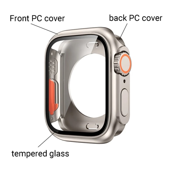 Silikonrem+ case För Apple Watch Case 44mm 45mm 41mm 40mm Skärmskydd Byt till Ultra For iWatch Series 8 7 SE 6 5 3 1 White-silver Series 7 8 9 41MM