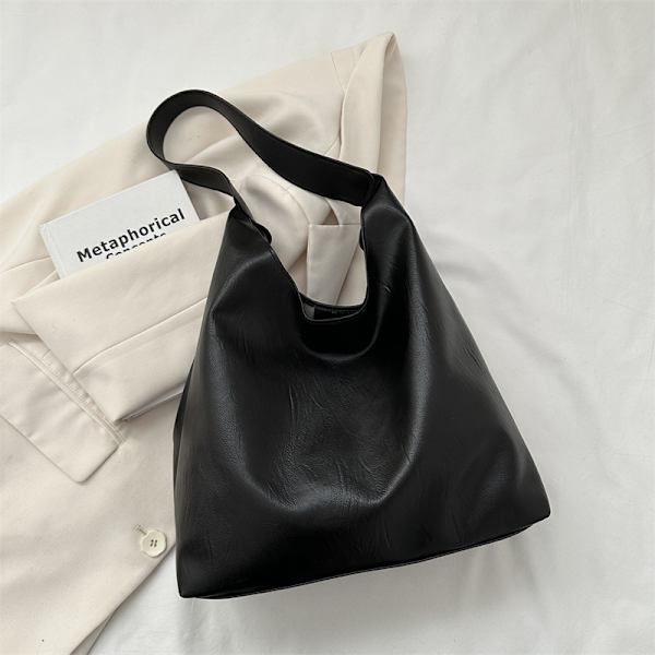 Western-Style Taske Tote Bag Kvinders 2023 Ny Fashion Solid Farve Tekstur Skuldertaske Årets Populære Underarmstaske Brown