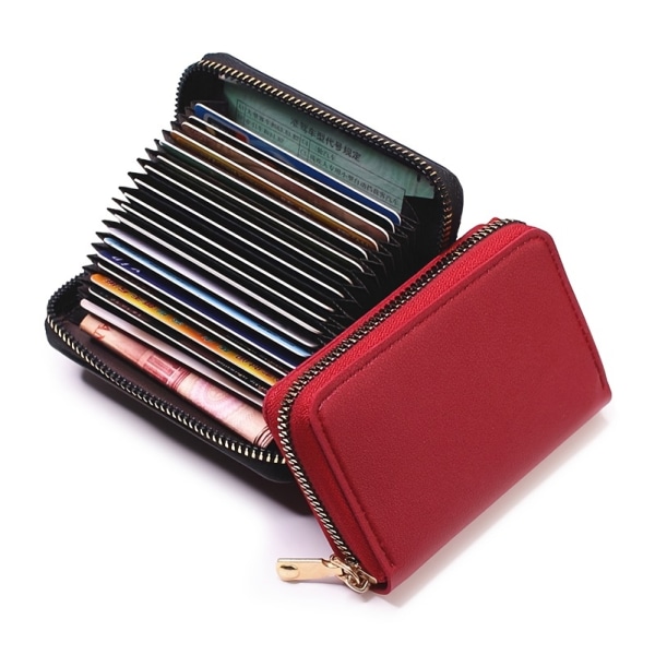Dragkedja runt myntväska, enkel kreditkortshållare med multi kortplatser, mångsidig plånbok Gray