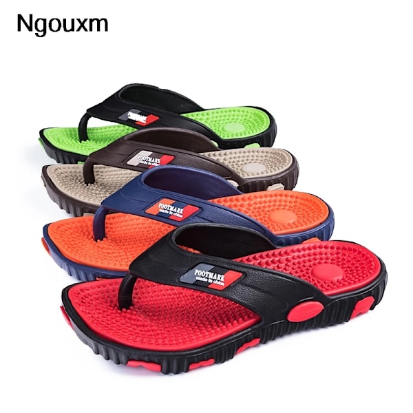 Ngouxm Kesä Suuri Koko Nuoret Topper Miehet Hieronta Liukumaton Cool Ulkopuoli Flip Flops Hengittävä Paksu-Varvas Sandaalit - Tossut Miehille green 3 7.5