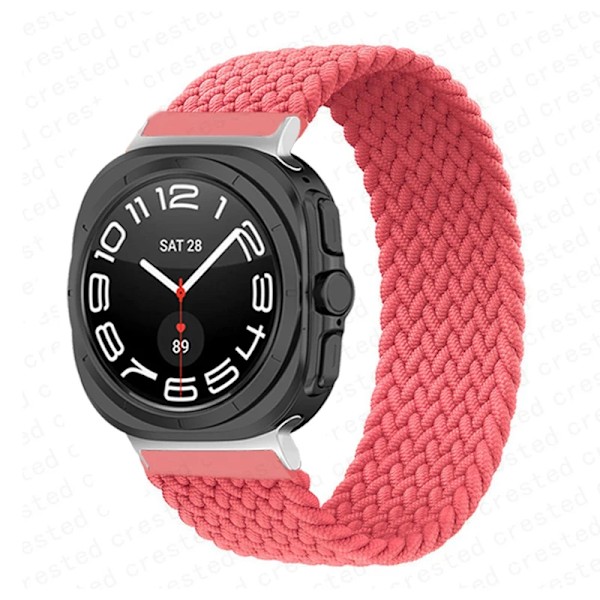 Flätad Solo Loop Strap För Samsung Galaxy Klocka 7 Ultra 47Mm Tillbehör Cora Nylon Armband Galaxy Klocka7 47 Mm black red L