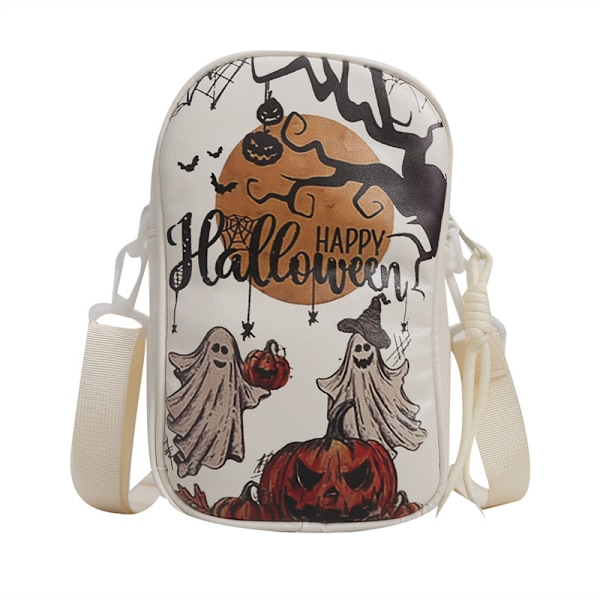 Spoof Halloween Dark Series Mobiltelefon Taske Kvinders Mini Skuldertaske Cross-Border Tegneserie Mønster Graffiti Crossbody Taske Creamy-White