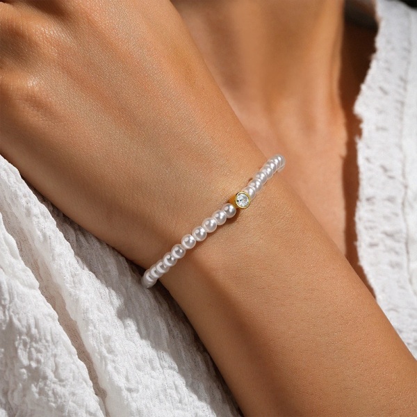 925 Sterling Silver Minimalism Pärla Zirkon Armband För Kvinnor Mångsidig Singel Diamant Armband Fint Smycke Festgåva 6