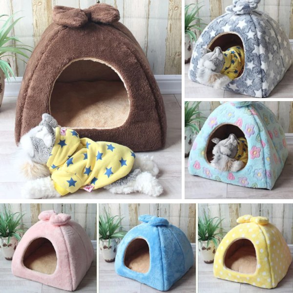 Hopfällbar kattsäng Cave Hideaway Kattunge Hus Hundar Matta Teddy Pomeranian Valptält Kennelbo Liten hund Chihuahua Mongoliska Yurts Star 25cm