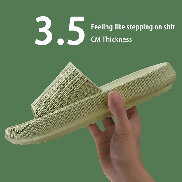 Cloud Tofflor För Män Tjocka Sole Skor Man Summer Beach Skjut Badrum Anti-Slip Home Slipper Mjuka Sandaler Mode Fli P-Flops A-Green(3.5cm) 36-37(fit 35-36)