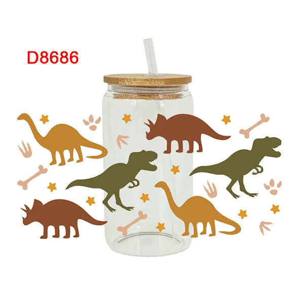 3D Uv Dtf-overførsler Stickers, 16Oz, Cup Wraps, Animal Dinosaur Trykt For Diy Glas, Keramisk Metal Læder, Etc. D8683. D8683 23cm x 11cm