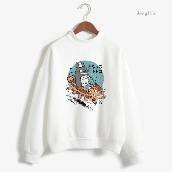 Totoro Kawaii Rolig Cartoon Hoodie Dam Harajuku Ulzzang Sweatshirt Söt Anime Pullover Vinter Varma Toppar Kvinna 1 S