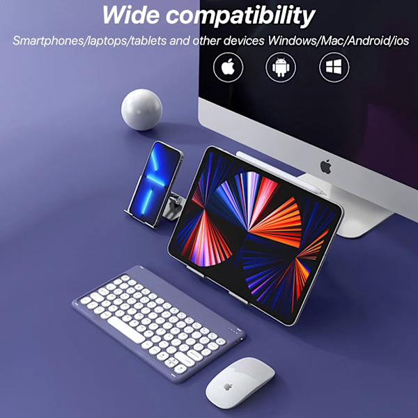 Langaton näppäimistö Apple Xiaomi Huawei Samsung Bluetooth-hiiri Ios Android Windows -järjestelmälle Pyöreät näppäinhatut Suuret akut Hebrew no mouse