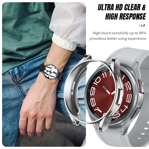Case till Samsung Galaxy Watch 4/5/6 40 mm 44 mm Mjuk TPU All-Around skärmskydd Bumper för Watch 6 Classic 43 mm 47 mm cover Black Galaxy Watch 4 40mm
