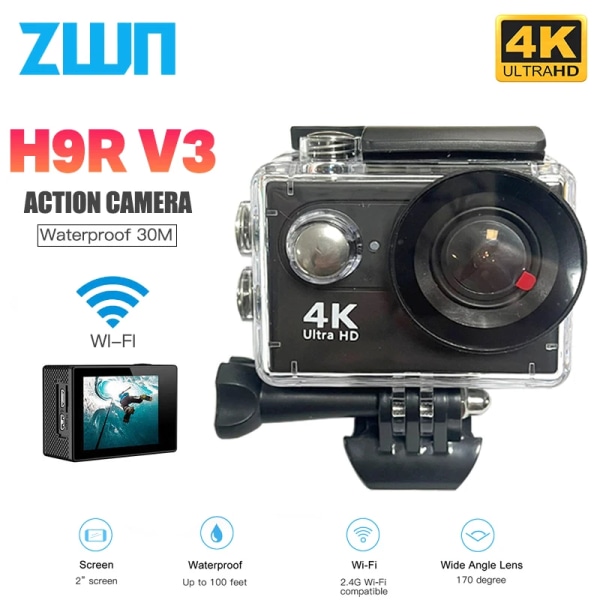 Actionkamera Ultra HD 1080P 4K/30fps WiFi 2,0-tums skärm 170D 30M Undervatten Vattentät Videoinspelning Sport Extreme Pro Cam 4K set4