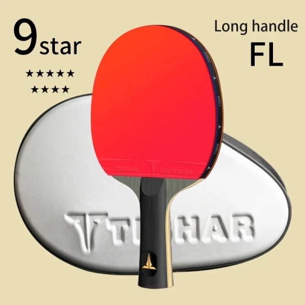 9-stjärnigt bordtennisracket Superior Sticky Gummi Kolblad Ping Pong Racket Professionell Pimples-in Pingpong Paddel 9 STAR FL bag