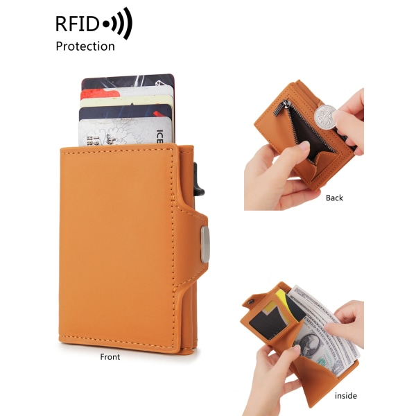 RFID herrplånbok kreditkortshållare PU-läder miniplånbok automatisk pop-up multifunktionell bankkortshållare AB021-carbonblack