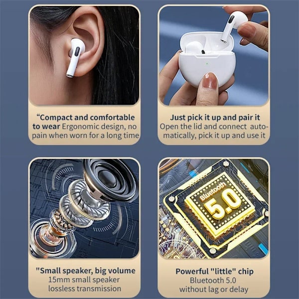 Tws Bluetooth 5.0 Pro 6 Hovedtelefoner Opladningsboks Trådløs Hovedtelefon 9D Stereo Sport Øretelefoner Lenovo Ht380 Lp40 Pro J6 Headset Pro 6 Pink