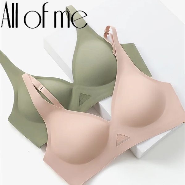 Sexiga sömlösa behåar för kvinnor trådfri behå bysthållare Push Up Bralette Kvinnliga Underkläder Kvinna Mjuka underkläder Intimates Sovkläder Style 2 Green 36(80)