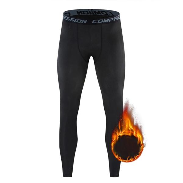 Vinter Herr Thermal Man Fleece Leggings Strumpbyxor Varma Långbyxor Termokompressionsbyxor Underdelar Strumpbyxor Herrkläder 3 black black XL