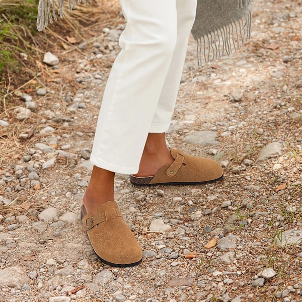 Shevalues Cork Suede Clogs til kvinder Cork Tomp Sommer Cork Sandaler Mode Strand Slides Classic Muler Mænd Clogs Baotou Sho Er suede-Chestnut 42