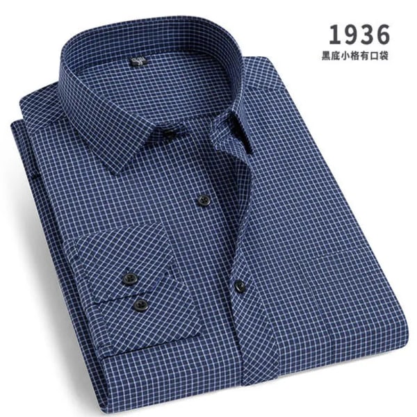 Vårnyhet Randig långärmad tröja för män Strykfri Anti-rynkor Bekväm Andas Business Casual Mode Slim Fit 13 41