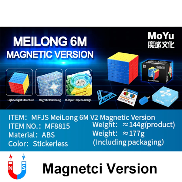 MOYU Meilong M Magnetisk Magisk Terning 3X3 2X2 4X4 5X5 Pyraminx Professionel Speedcube 3x3x3 Hastighedspuslespil Legetøj til Børn Cubo Magico Meilong 6M V2