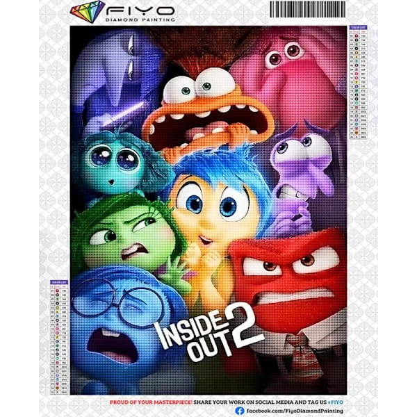 2024 Uusi Disney Inside Out 2 Timanttikirjonta Piirretty Timanttimaalaus Uusi Mosaiikkikuva Strassit Koti Seinäkoriste AD496 Round 40x50cm