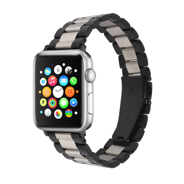 Armband i rostfritt stål för Apple watch 38mm 42mm Metal WatchBand 40mm 44mm Sportarmband för iWatch serie 7/6/SE/5/4/3/2 Black silver For UItra 49mm