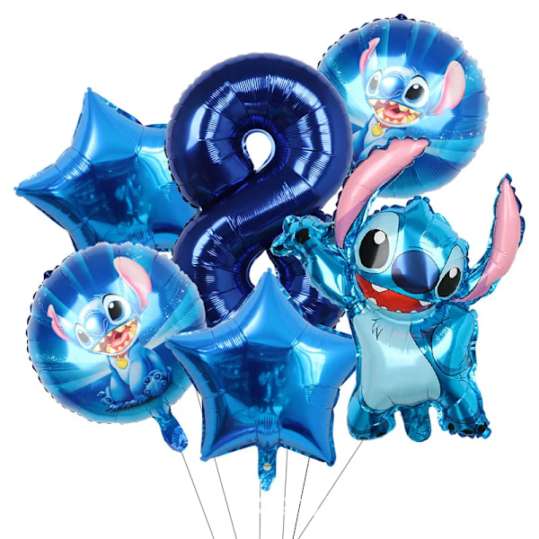 Disney Stitch Födelsedagsfest Ballonger Lilo & Stitch Ballong Sets Baby Dusch För Barn Födelsedagsfest Dekorationer Supplies Gi Gi Stylningar blue number 8 Other