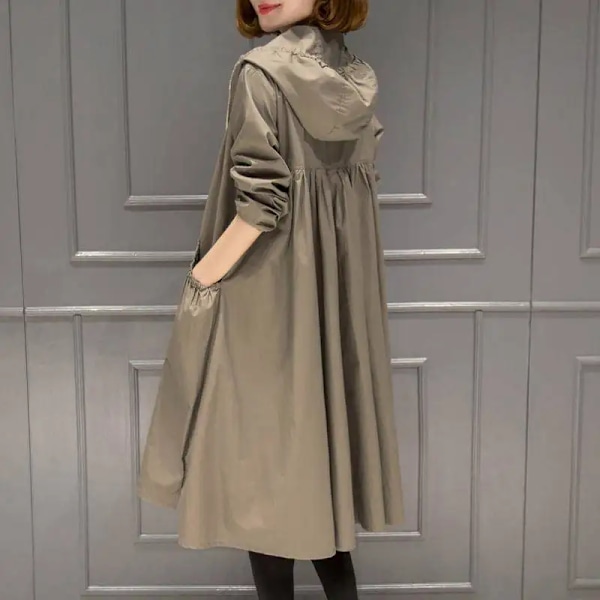 Kvinnors Casual Medium-Längd Trench Coat Lös-Fit Jacka Våren 2023 Ny Style Koreanska Versionen With lining khaki M