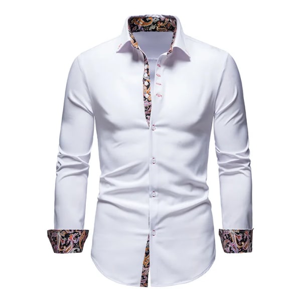 Herrskjorta med krage Vita skjortor Man Långärmade Herrskjortor 2023 Herrpikétröjor för män Famous s Navy M