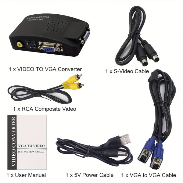 VGA till BNC S-Video Converter Box Adapter Koaxial videoutgång