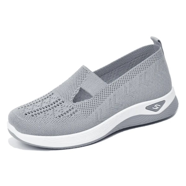 2023 Sommar Ny Komfort Casual Damskor Mode Mjuk Sole Andningsbar Hollow Out Platt Skor För Kvinnor Zapatos De Mujers grey 36