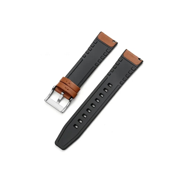 20mm 22mm läder- och silikonhybridrem för Samsung Galaxy Watch4 6 Classic 47mm 46mm/Galaxy Watch6 40mm 44mm bandarmband Brown-Black Galaxy 6 40mm 44mm