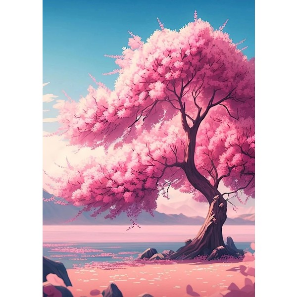 Japanska Körsbär Blossom Fuji Berg Sunset Tokyo Scenery Poster Hd Tryckt Canvas Målning Vägg Konst Bilder Rum Hem Inredning SKU-02 50x70cm No Framed