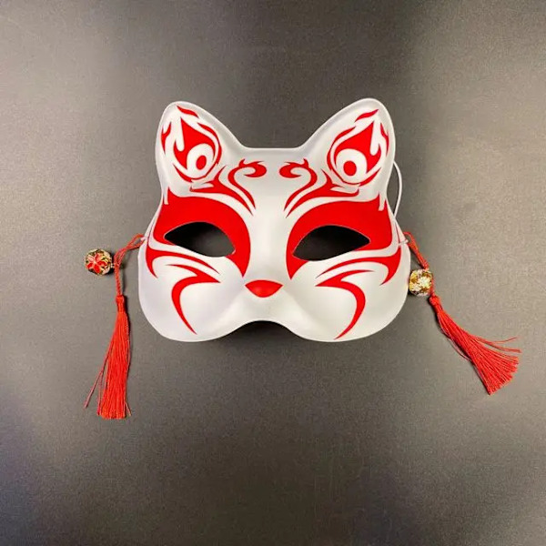 Japansk maske halv ansigt håndmalet katte ræv maske anime demon slayer maskerade halloween festival cosplay rekvisit 10