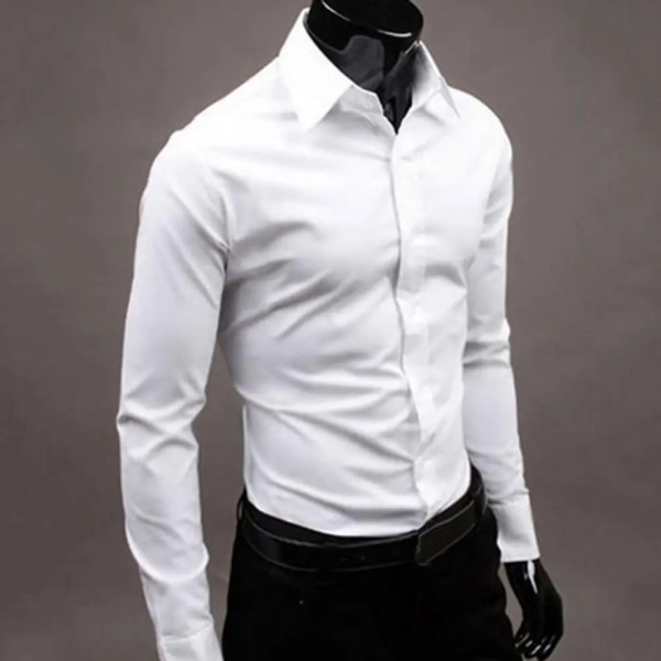 Elegant affärsskjorta Knäppningsstängd bomull för män Slim Fit Businessskjorta i bomull Luktfri snapsskjorta för vardagslivet Dark Green L