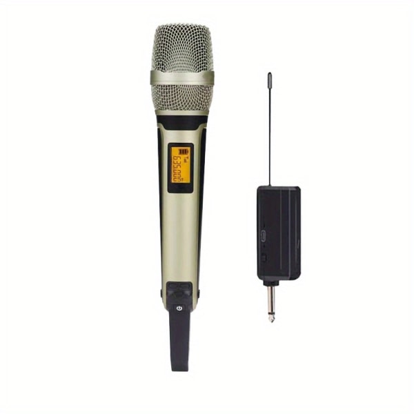 Professionell trådlös mikrofon Dubbelkanals bärbar mikrofon UHF trådlös mottagare Universal Metal Lämplig för KTV Home Karaoke Scen