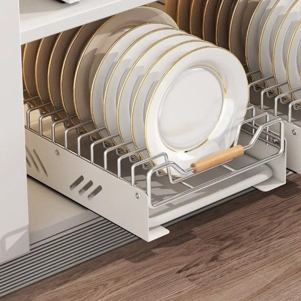 Hushålls rostfritt stål kök diskställ under diskbänken kök diskställ multifunktionell avloppsställ Plate rack