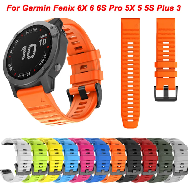 26 22 20MM silikonarmband för watch för Garmin Fenix ​​6X 6 6S Pro 7X 7 Easyfit Armband Fenix ​​5 5X 5S Plus Smartwatch Armband Black 22mm Fenix 6 6 Pro